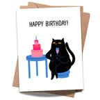 Funny Birthday Card with Cat Celebration for Women, Men, Kids, Friends, Coworkers – Cute Cat Party Greeting Card Handmade in USA