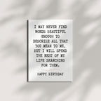 Romantic Birthday Card for Girlfriend, Boyfriend, Wife, Husband – Heartfelt Love Greeting Handmade in USA