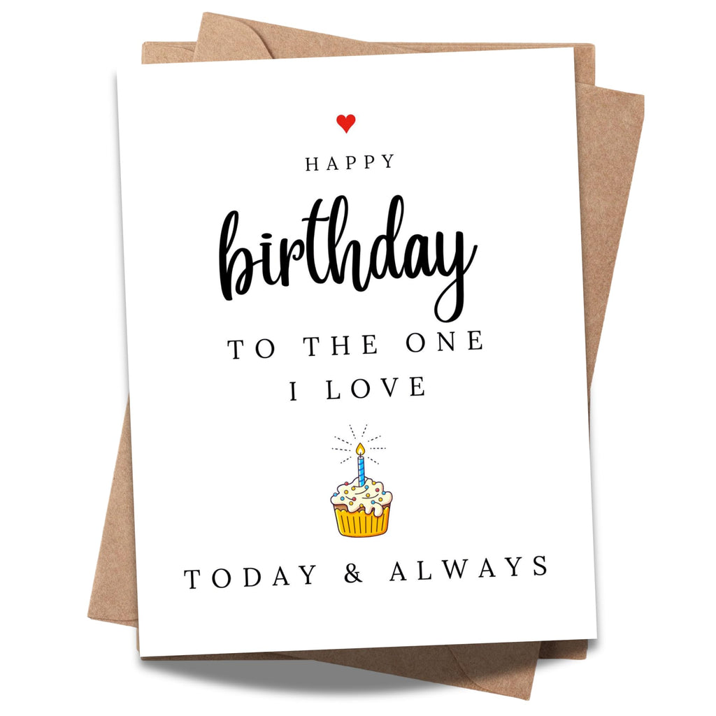 Happy Birthday to the One I Love Romantic Birthday Card for Wife Husband Girlfriend Boyfriend Partner Sweet Love Greeting Keepsake Handmade in USA