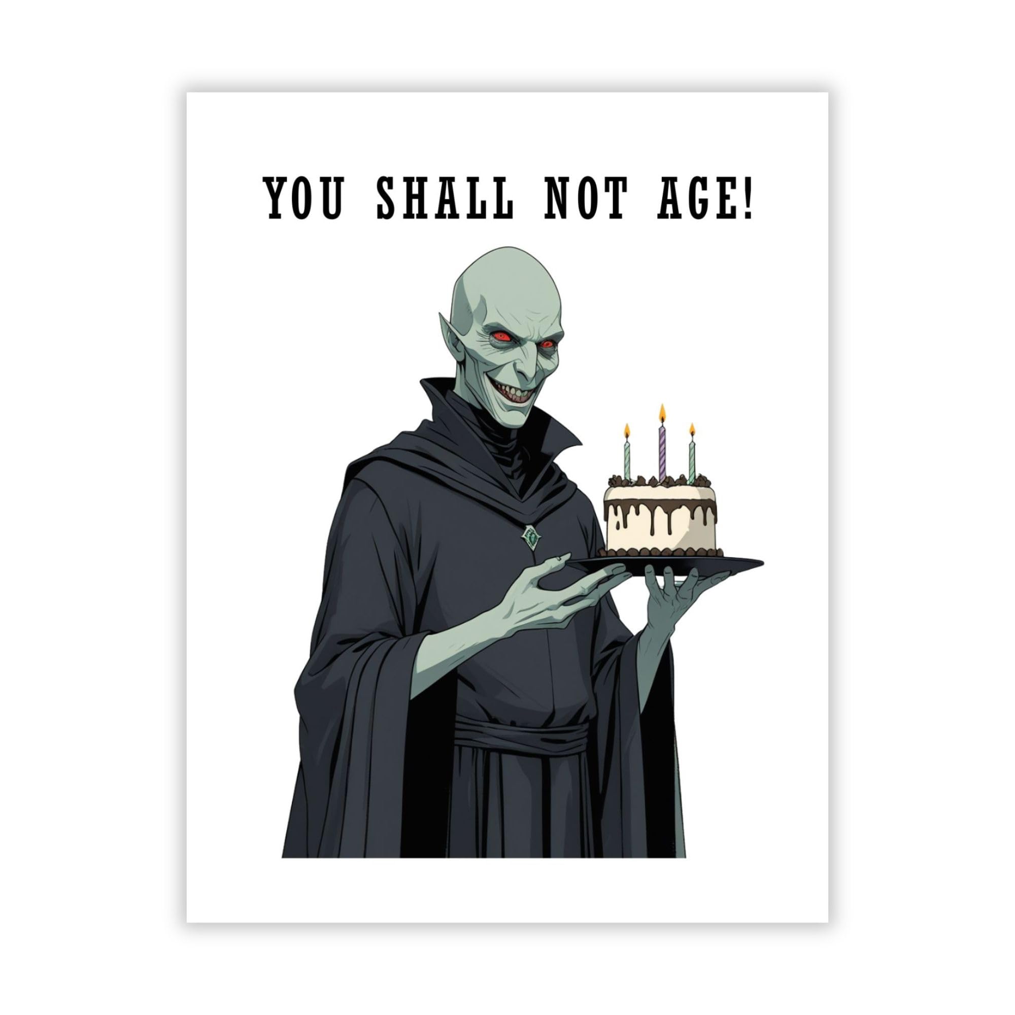 Magical Birthday Greeting Card for Men, Women, Kids & Harry Potter Lovers – Funny “You Shall Not Age!” – Wizard-Inspired Illustration – Made in USA
