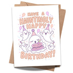 Have a Hauntingly Happy Birthday Card – Spooky Cute Ghost Greeting for Men, Women, Kids, Friends, Coworkers – Handmade in USA