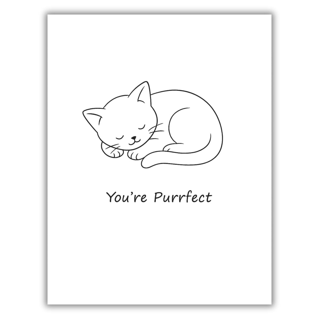 You’re Purrfect Greeting Card – Minimalist Cat Line Art Card with Envelope – Cute Love Card for Cat Lovers, Anniversaries, Just Because – Blank Inside