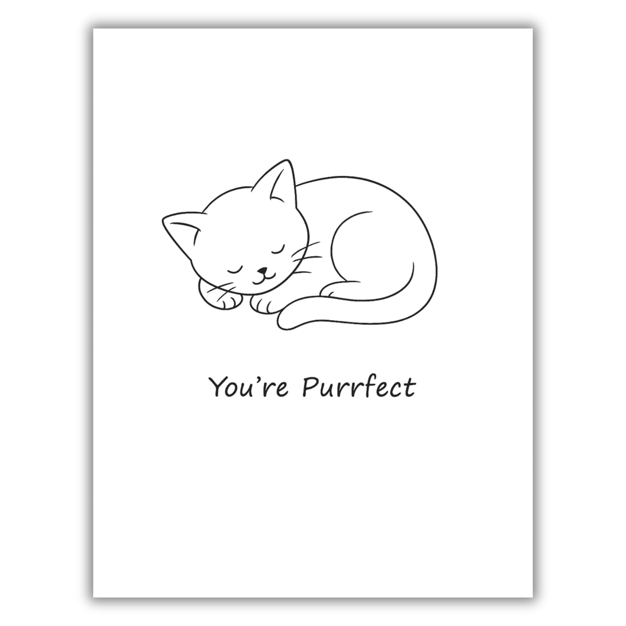 You’re Purrfect Greeting Card – Minimalist Cat Line Art Card with Envelope – Cute Love Card for Cat Lovers, Anniversaries, Just Because – Blank Inside