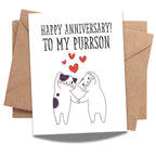 Happy Anniversary to My Purrson Cute Greeting Card for Cat Lovers, Husband, Wife, Boyfriend, Girlfriend Funny Cat Anniversary Card – Made in USA