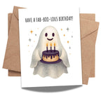 Funny Birthday Card Have a Fab-Boo-Lous Birthday Cute Ghost Spooky Greeting for Men, Women, Kids, Friends, Coworkers Handmade in USA