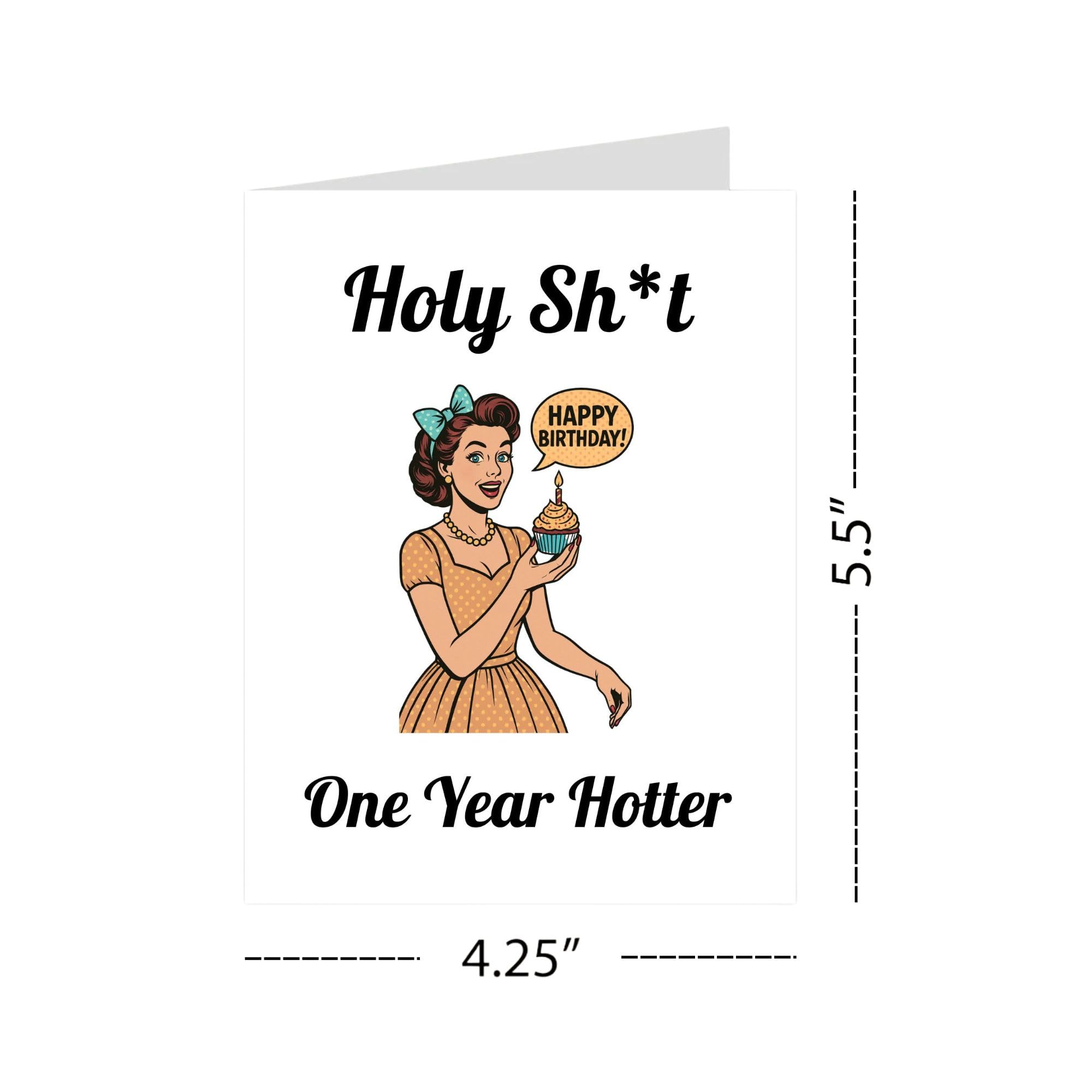 Retro One Year Hotter Birthday Card Funny Vintage Birthday Greeting for Women Men Friends Coworkers Handmade Card Gift USA
