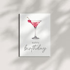 Happy Birthday Cocktail Theme Card Funny Celebration Greeting for Women Men Friends Coworkers Handmade in USA