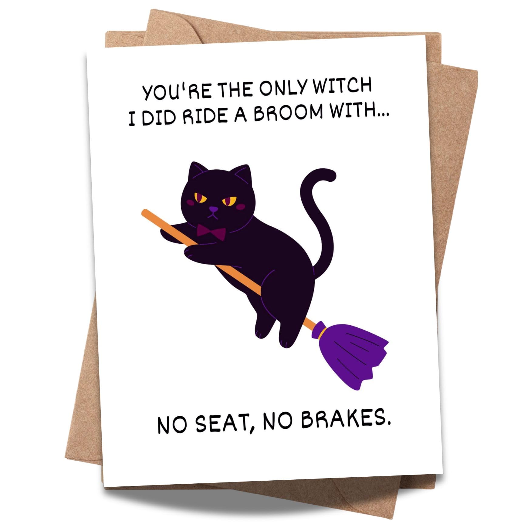 Funny Halloween Card You’re the Only Witch I’d Ride a Broom With Spooky Cute Greeting for Women, Men, Friends, Coworkers Handmade in USA