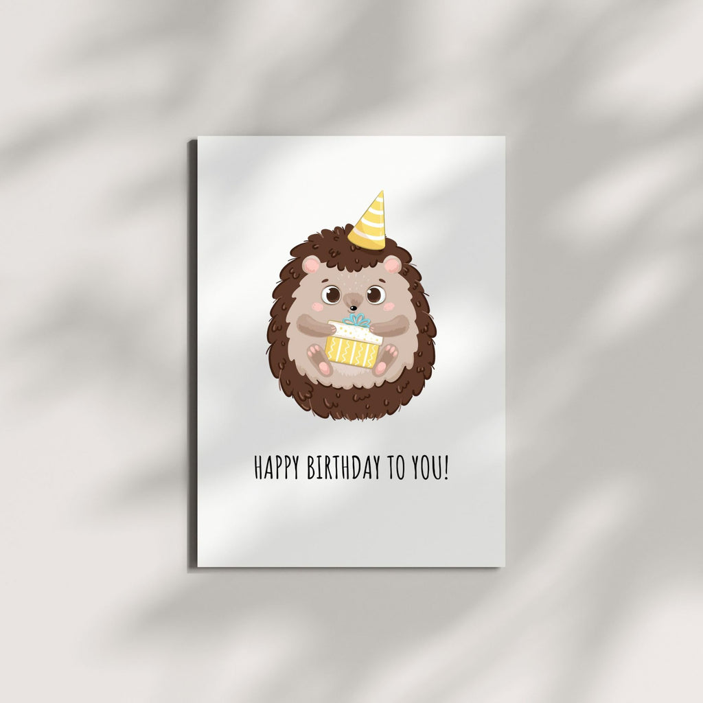 Cute Hedgehog Birthday Card Adorable Animal Greeting for Men, Women, Kids, Friends, Coworkers – Handmade in USA
