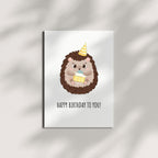 Cute Hedgehog Birthday Card Adorable Animal Greeting for Men, Women, Kids, Friends, Coworkers – Handmade in USA