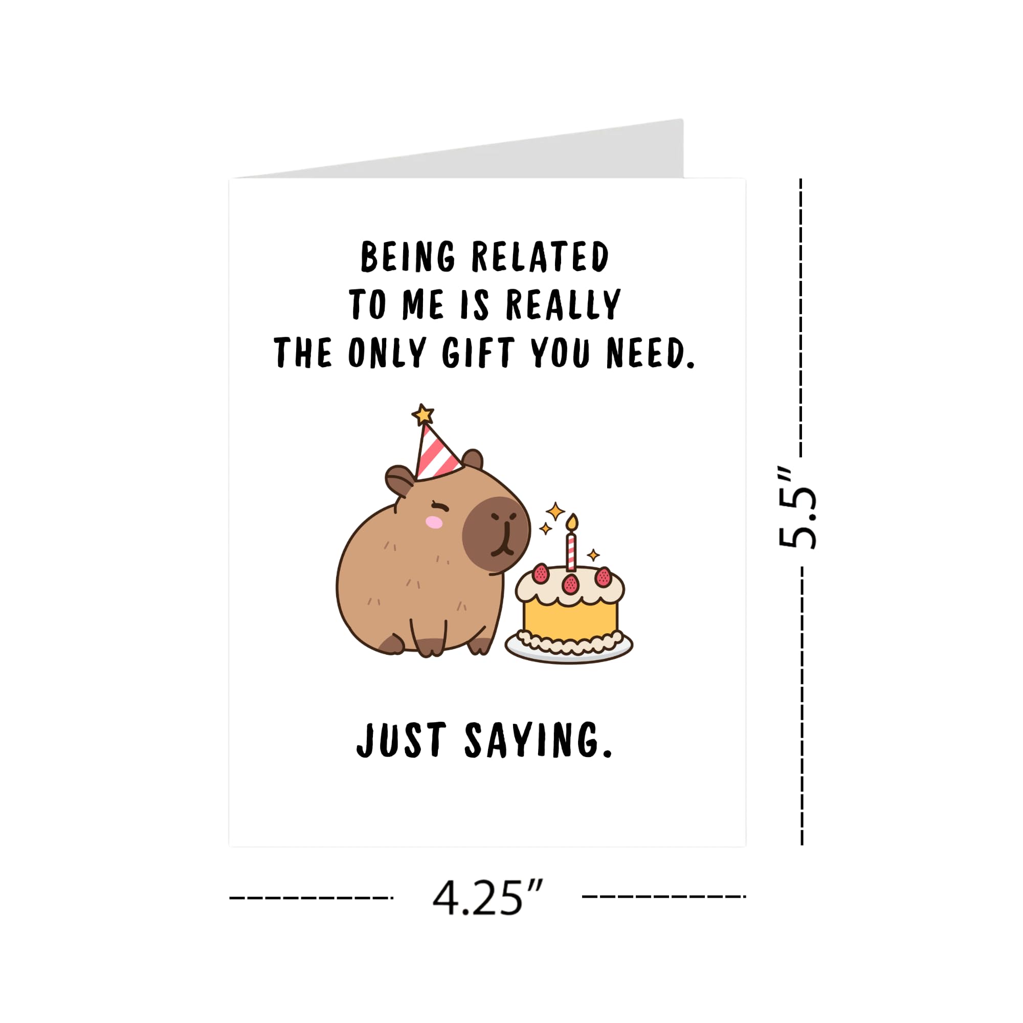 Funny Capybara Birthday Card for Men Women Kids – Cute Animal Greeting Card for Friends, Family, Coworkers – Handmade in USA with Envelope