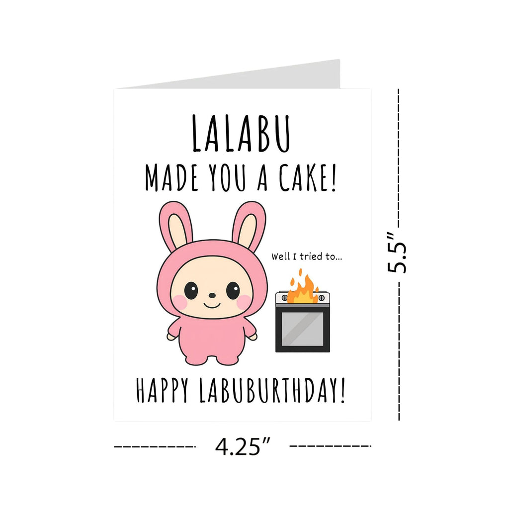 Cute Funny Birthday Card Compatible with Labubu Birthday Theme, Handmade Collectible-Inspired Greeting Card for Men, Women, Kids, Friends, Anime-Inspired Gift