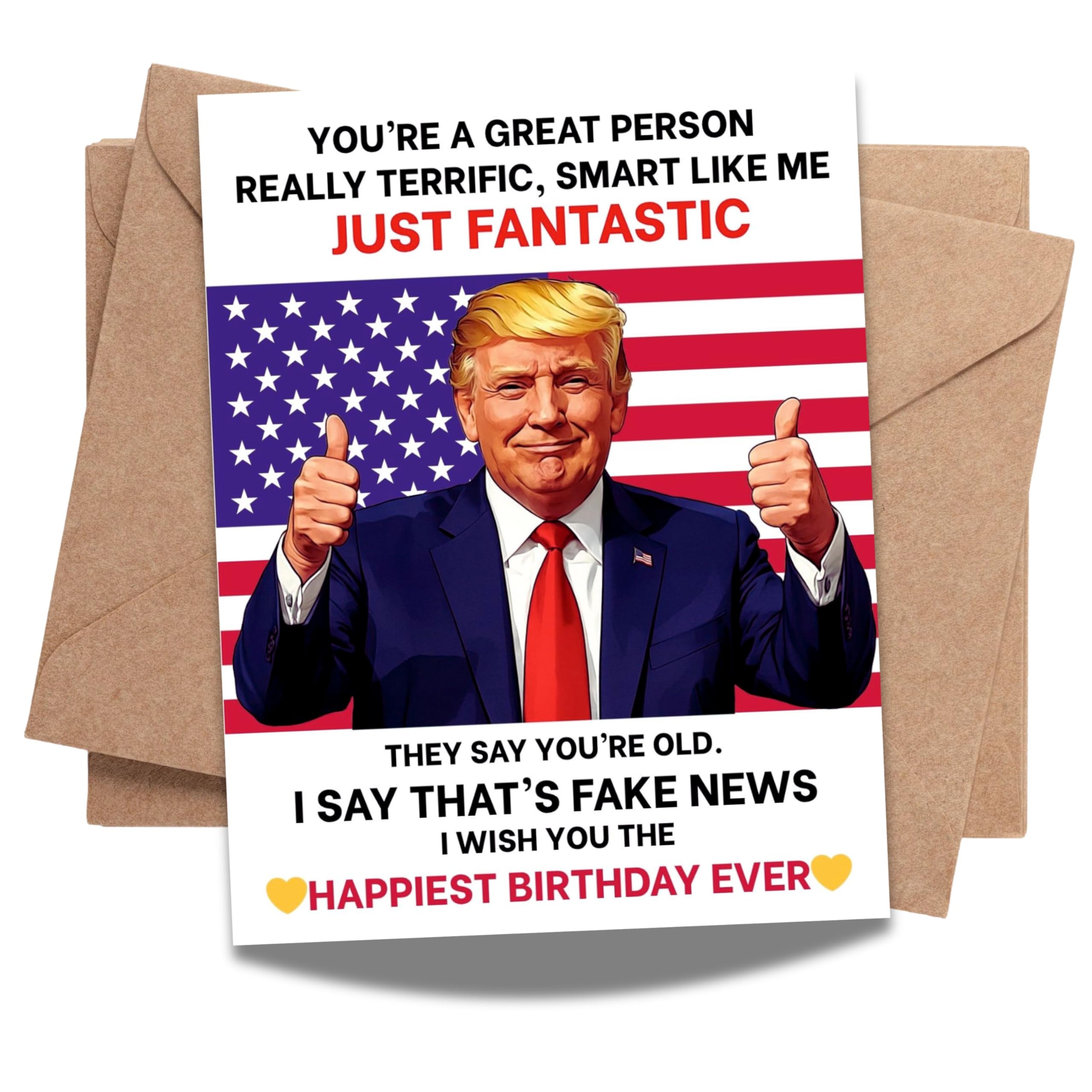 Funny Trump Birthday Card for Men, Women & Kids – Hilarious Greeting for Friends, Family & Colleagues – Lighthearted Humor – Handmade in USA