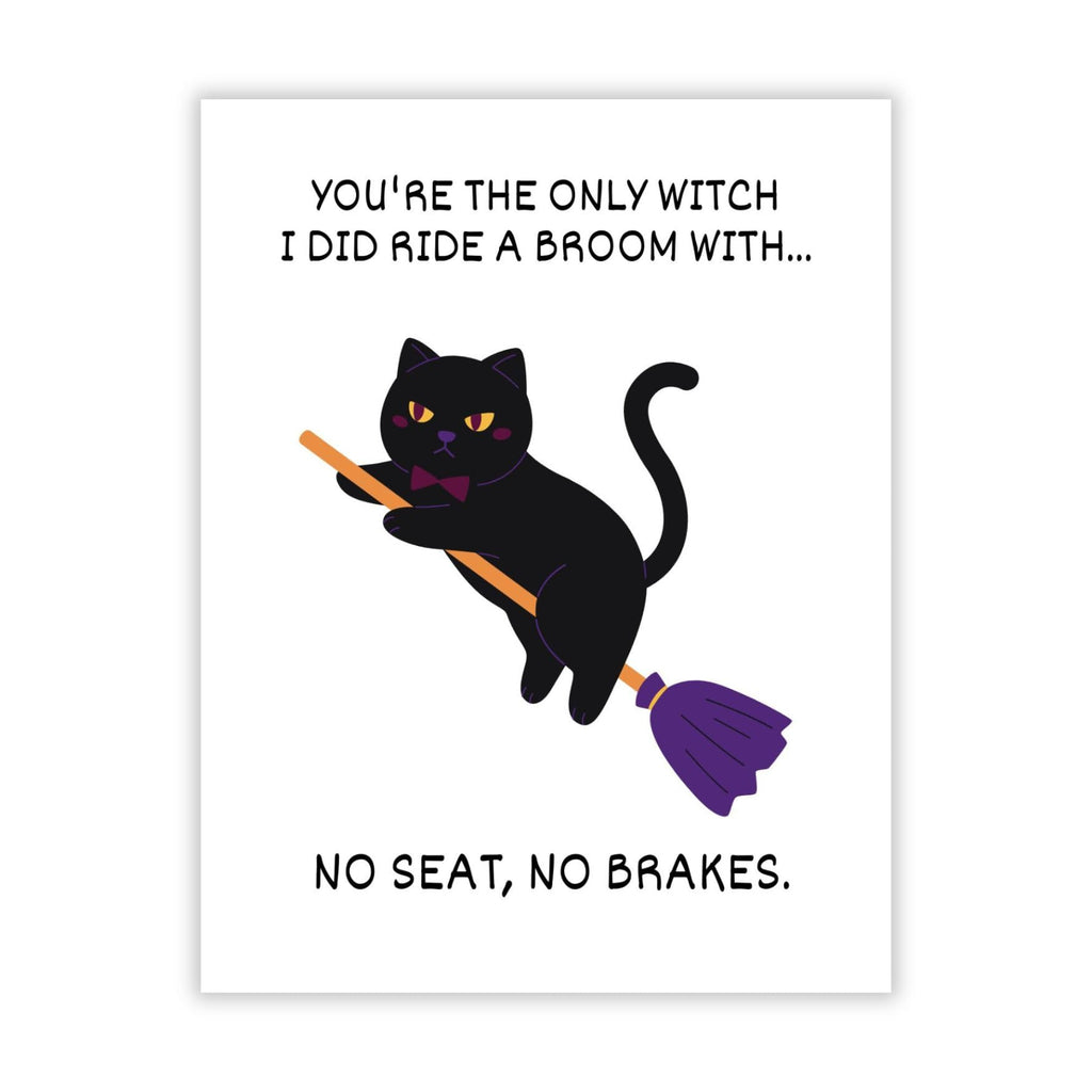 Funny Halloween Card You’re the Only Witch I’d Ride a Broom With Spooky Cute Greeting for Women, Men, Friends, Coworkers Handmade in USA