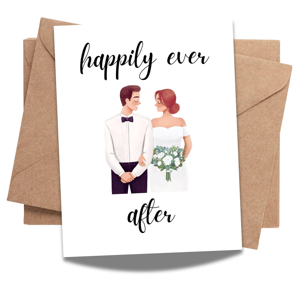 Anniversary or Wedding Congratulations Card – Happily Ever After Greeting for Couple, Wife, Husband, Friends – Romantic & Elegant – Handmade in USA