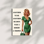 Retro Funny Anniversary Greeting Card Retro Woman Trophy Design for Husband, Wife, Boyfriend, Girlfriend – Love Card for Couples – Made in USA