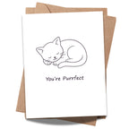 You’re Purrfect Greeting Card – Minimalist Cat Line Art Card with Envelope – Cute Love Card for Cat Lovers, Anniversaries, Just Because – Blank Inside