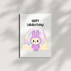 Cute Birthday Card Compatible with Labubu Birthday Theme, Handmade Greeting Card for Kids, Friends, Collectors, Anime-Inspired Gift