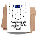 Inspirational Butterfly Card – “Everything You Imagine Can Be Real” – Motivational Quote Print, Encouragement Gift, Vision Board Art for Dreamers