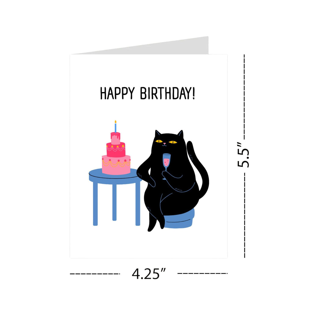 Funny Birthday Card with Cat Celebration for Women, Men, Kids, Friends, Coworkers – Cute Cat Party Greeting Card Handmade in USA