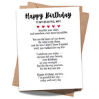 Happy Birthday Card Message to Beautiful Wife from Husband Romantic Greeting Card for Wife Handmade in USA Birthday Card for Her