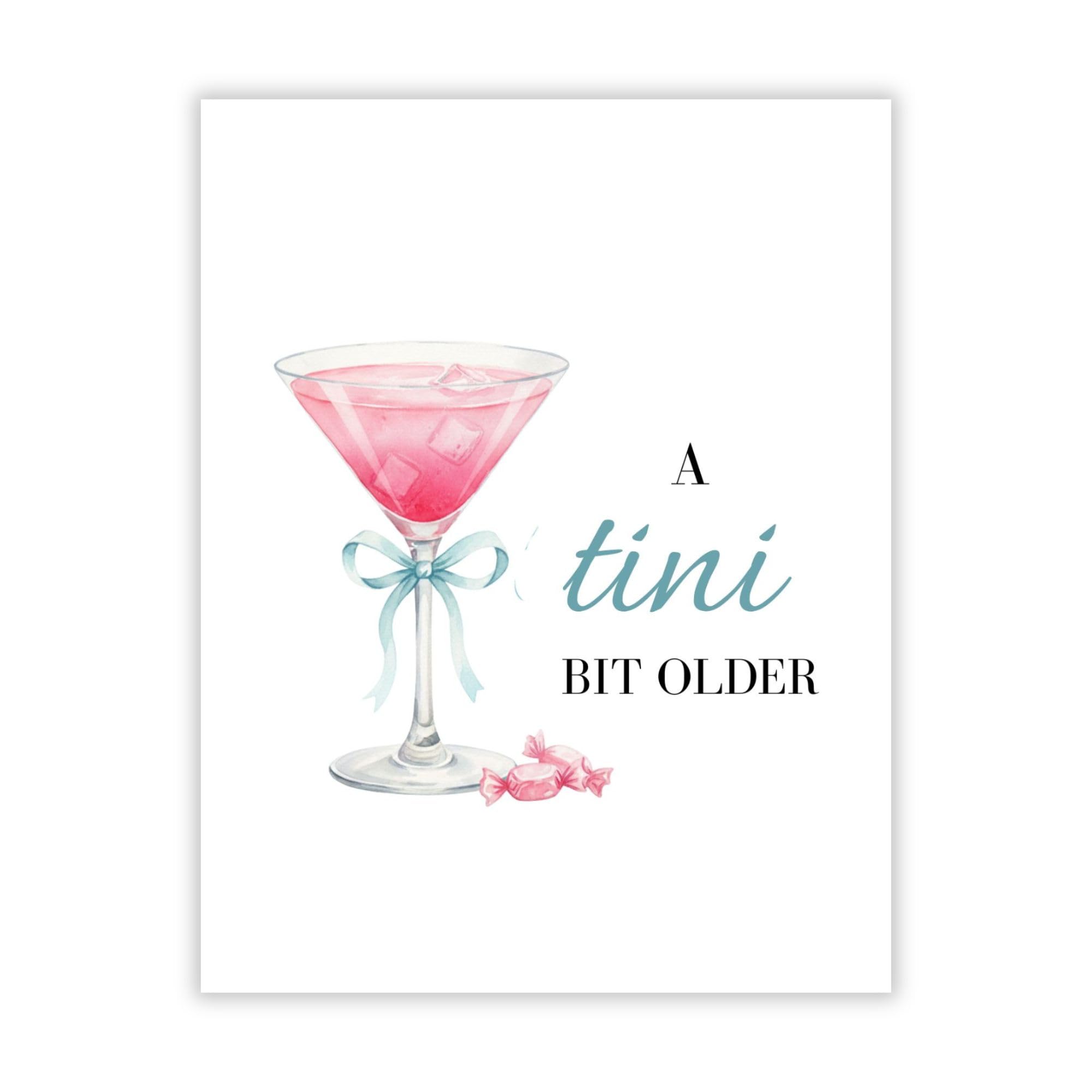 Espresso Martini Birthday Card Funny Coffee & Cocktail Greeting Card for Women Best Friend Sister Daughter Wife Girlfriend Handmade A Tini Bit Older Gift