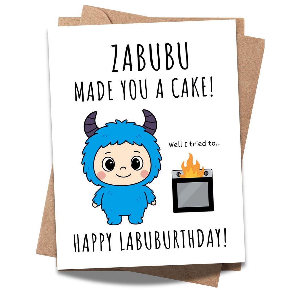 Cute Funny Birthday Card Compatible with Labubu Birthday Theme Handmade Collectible-Inspired Greeting Card for Men Women Kids Friends Anime Gift
