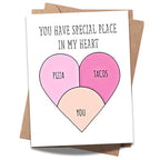You Have a Special Place in My Heart Greeting Card Cute Love Card with Pizza, Tacos & You – Anniversary & Valentine’s Card for Husband, Wife, Boyfriend, Girlfriend – Made in USA
