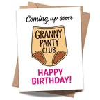 Granny Panty Club Birthday Card Hilarious Greeting for Women, Men, Friends, Coworkers – Sarcastic Birthday Humor – Made in USA