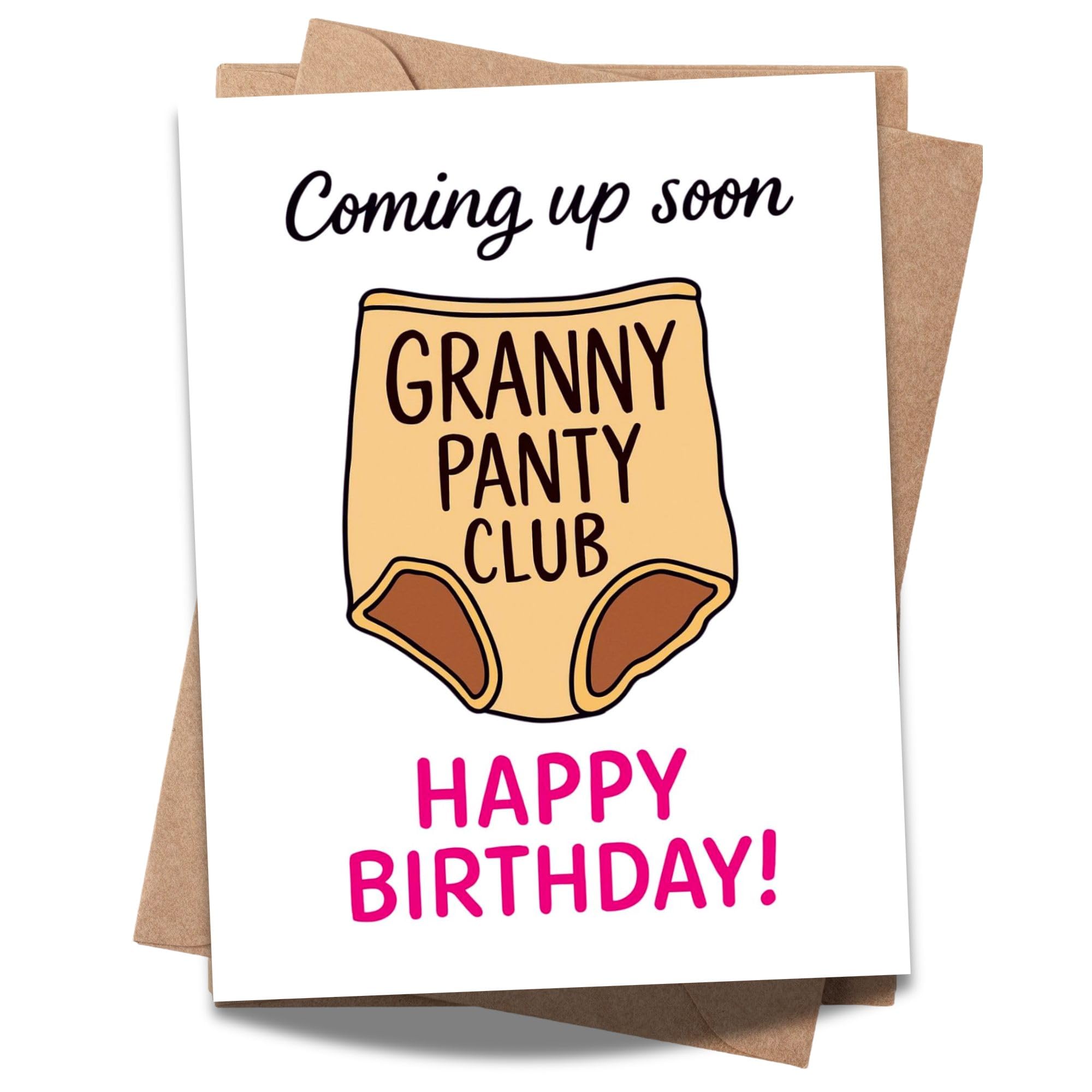 Granny Panty Club Birthday Card Hilarious Greeting for Women, Men, Friends, Coworkers – Sarcastic Birthday Humor – Made in USA