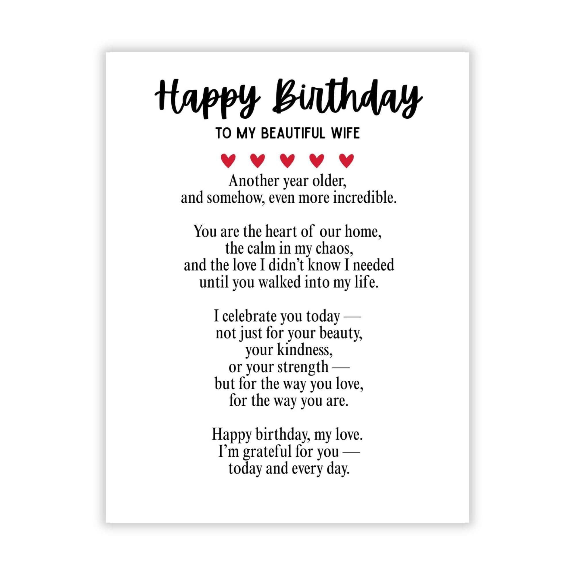 Happy Birthday Card Message to Beautiful Wife from Husband Romantic Greeting Card for Wife Handmade in USA Birthday Card for Her