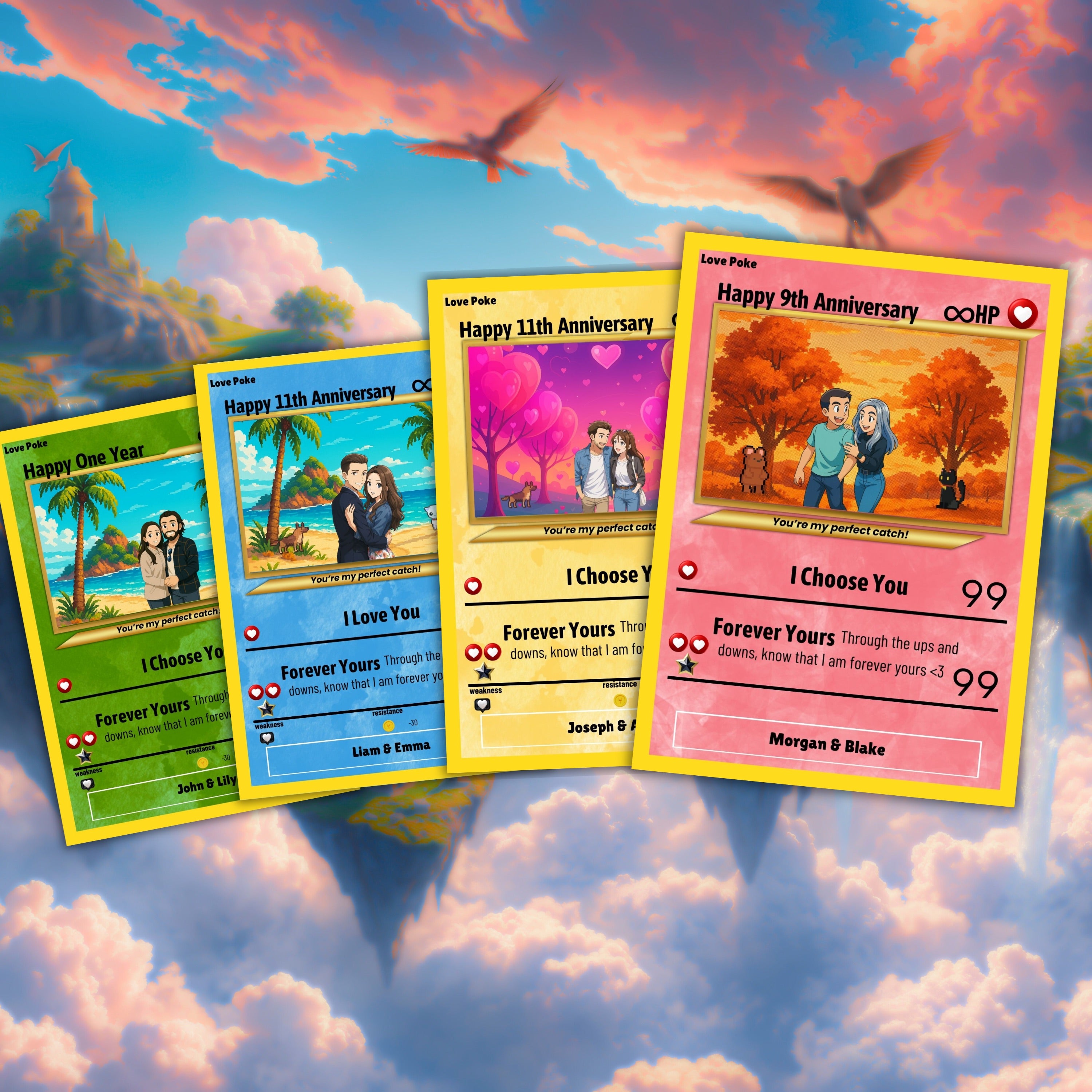 Custom Poke Card with Your Photo – Personalized Card – Customizable Background, Name, Text – Great Gift for Kids, Couples, Fathers, Mothers, Gamers & Fans