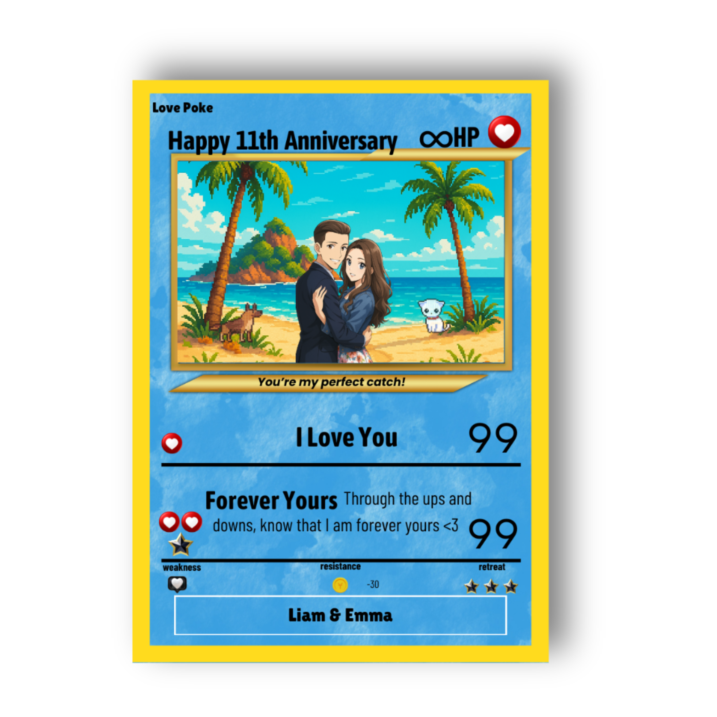 Custom Poke Card with Your Photo – Personalized Card – Customizable Background, Name, Text – Great Gift for Kids, Couples, Fathers, Mothers, Gamers & Fans