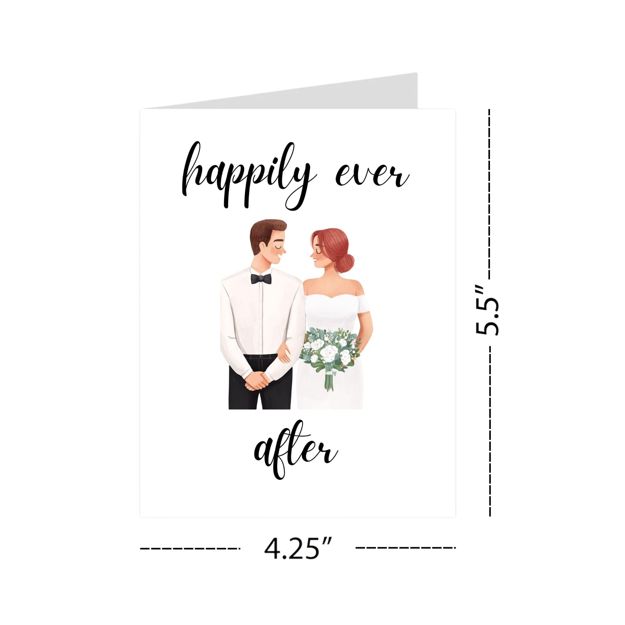 Anniversary or Wedding Congratulations Card – Happily Ever After Greeting for Couple, Wife, Husband, Friends – Romantic & Elegant – Handmade in USA