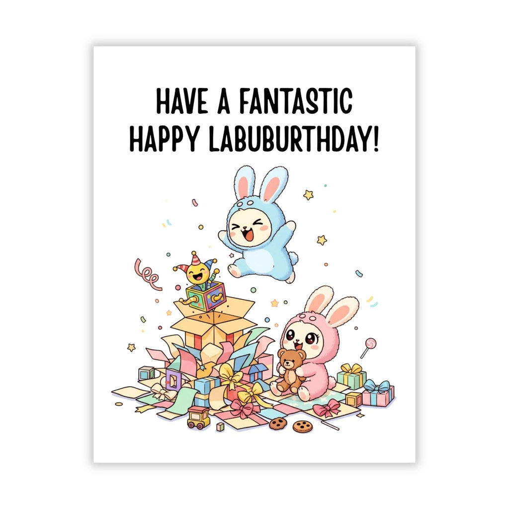 Cute Birthday Card Compatible with Labubu Birthday Theme, Collectible-Inspired Anime Character Greeting Card for Friends Kids Men Women handmade Gift