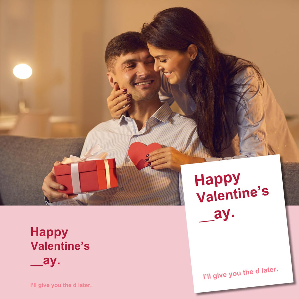 Funny Naughty Valentine’s Day Card for Girlfriend or Wife – Cheeky & Sexy Gift – “Happy Valentine’s Day. I’ll Give You the D Later” – Flirty & Romantic Card for Her