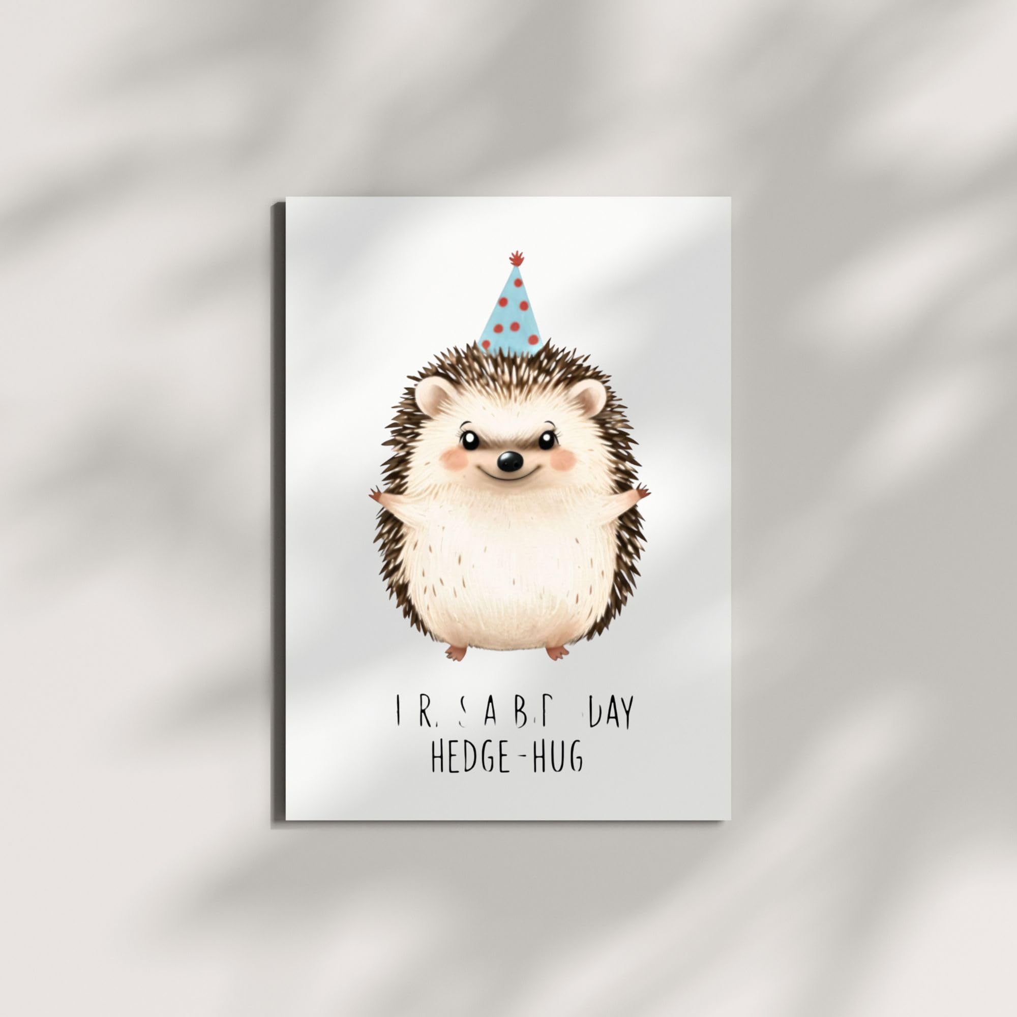 Cute Hedgehog Birthday Card for Men, Women, Kids Here Is a Birthday Hedge-Hug Greeting Card – Adorable Animal Pun Card – Made in USA