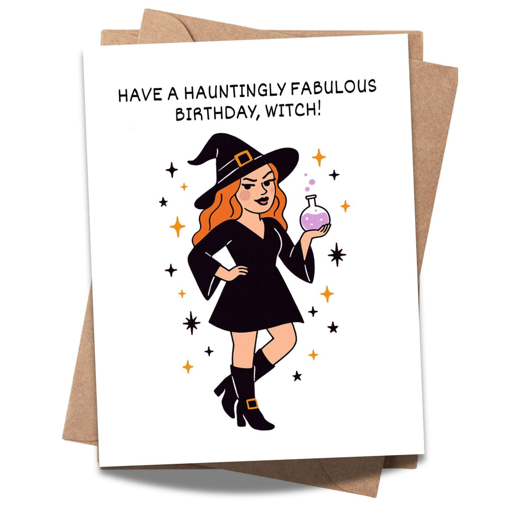 Funny Birthday Card Have a Hauntingly Fabulous Birthday Witch Spooky Cute Greeting for Women, Friends, Coworkers, Kids Handmade in USA