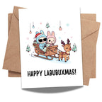 Cute Merry Christmas Card Compatible with Labubu Christmas Theme, Handmade Collectible-Inspired Greeting Card for Men, Women, Kids, Friends, Holiday Gift