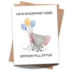 Funny Elephant Birthday Card Hilarious Animal Greeting for Men, Women, Kids, Friends, Coworkers – Handmade in USA