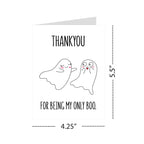 Funny Boo Anniversary Card – Thank You for Being My Only Boo – Cute & Hilarious Card for Boyfriend, Girlfriend, Husband, Wife – Blank Inside – Handmade in USA
