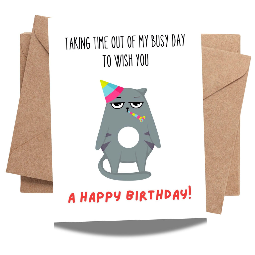 Funny Handmade Cat Birthday Gift – Cute & Rude Birthday Gift for Friends, Husband, Wife & Colleagues – Have a Purrfect Birthday Card