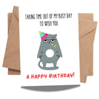 Funny Handmade Cat Birthday Gift – Cute & Rude Birthday Gift for Friends, Husband, Wife & Colleagues – Have a Purrfect Birthday Card
