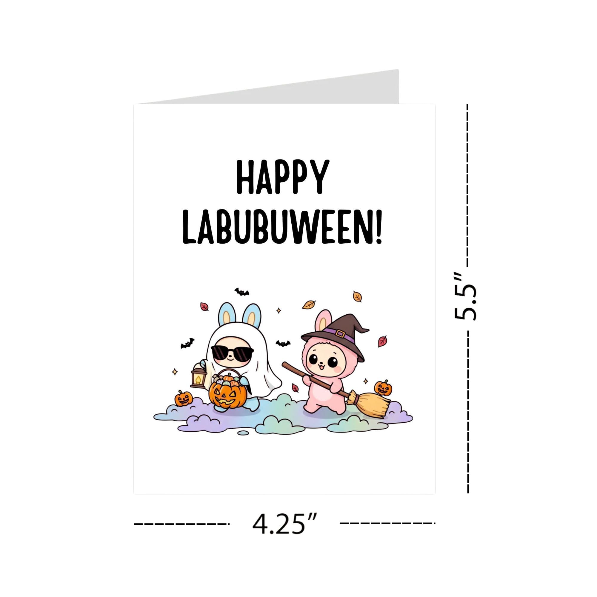 Cute Halloween Card Compatible with Labubu Halloween Theme Handmade Gift Collectible-Inspired Halloween Greeting Card for Men Women Kids Friends