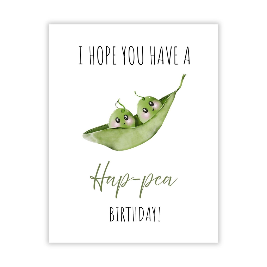 Funny Pea Pun Birthday Card – I Hope You Have a Hap-pea Birthday – Cute Greeting for Kids, Friends, Men, Women – Wholesome Humor – USA Handmade