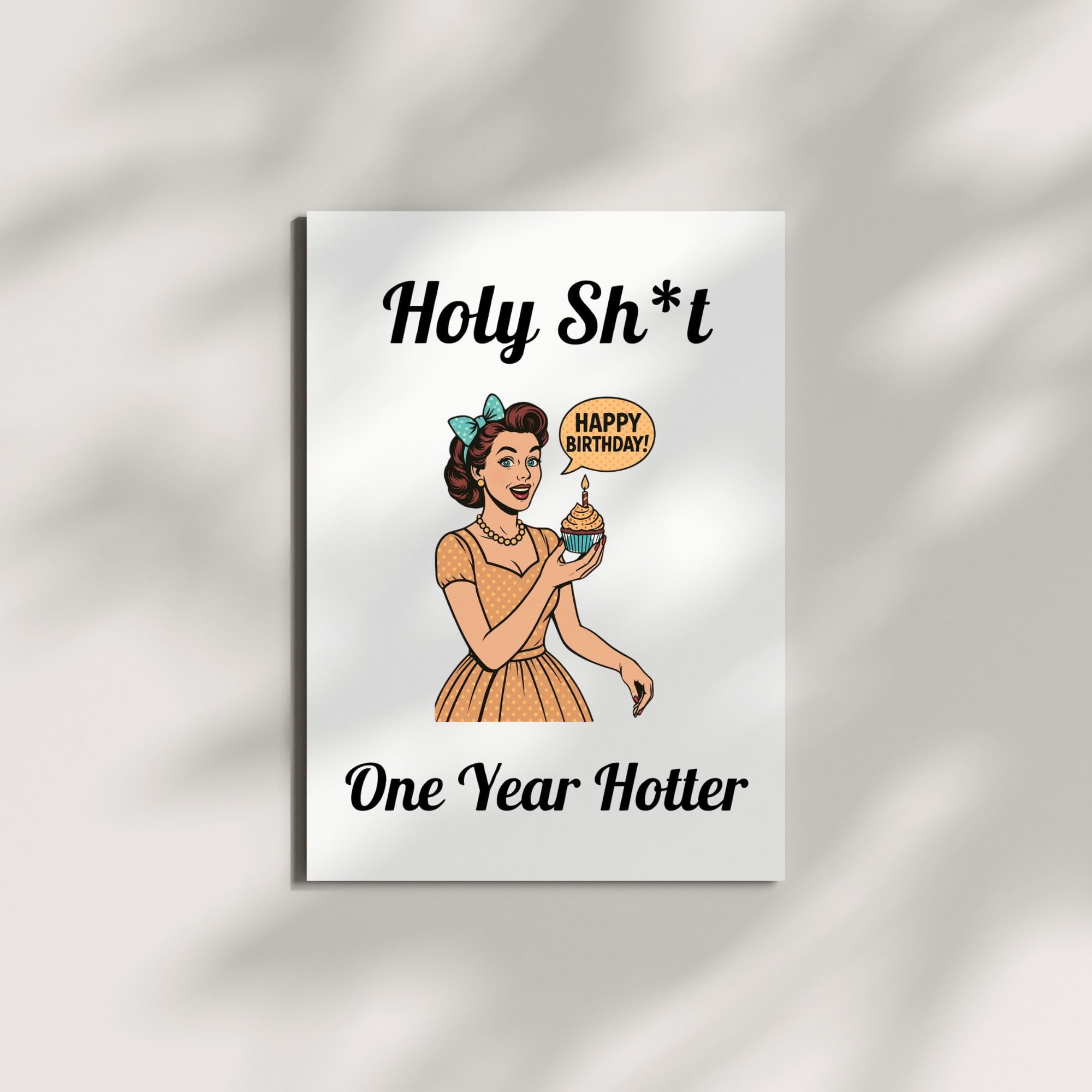 Retro One Year Hotter Birthday Card Funny Vintage Birthday Greeting for Women Men Friends Coworkers Handmade Card Gift USA
