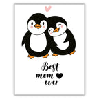 Best Mom Ever Mother’s Day Card – Cute Penguin and Baby Illustration – 4.25x5.5 inch – Blank Inside – Adorable Animal Card for Mom or Grandma