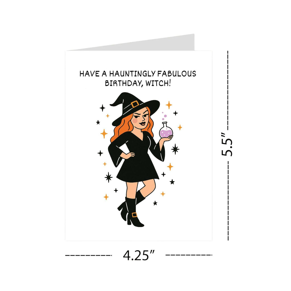 Funny Birthday Card Have a Hauntingly Fabulous Birthday Witch Spooky Cute Greeting for Women, Friends, Coworkers, Kids Handmade in USA