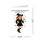 Funny Birthday Card Have a Hauntingly Fabulous Birthday Witch Spooky Cute Greeting for Women, Friends, Coworkers, Kids Handmade in USA