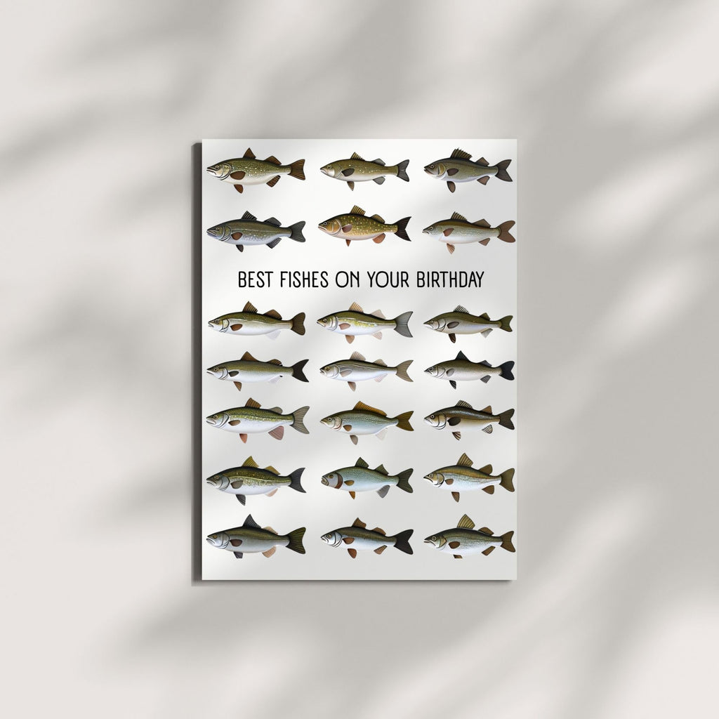Best Fishes on Your Birthday Greeting Card – Ocean-Themed Funny Birthday Card for Men, Women, Kids – Cute Fish Pun Card – Made in USA